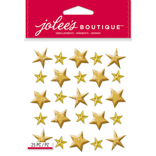 EK Success - Jolee's Boutique - Christmas - 3 Dimensional Stickers - Gold Stars Repeats