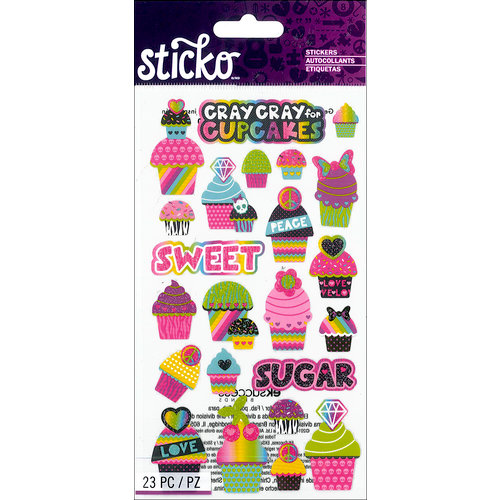 EK Success - Sticko - Glitter Stickers - Cupcakes