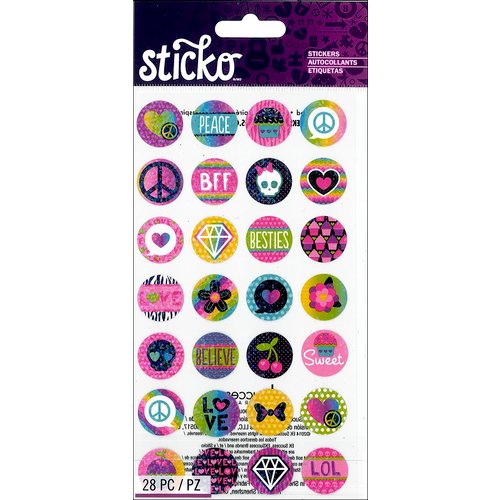 EK Success - Sticko - Stickers - Words and Icon - Circles - Girly