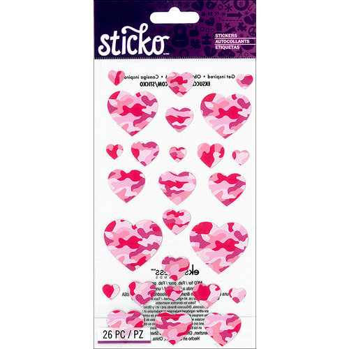 EK Success - Sticko - Stickers - Pink Camo Hearts