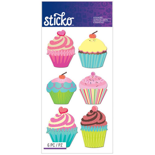 EK Success - Sticko - Glitter Stickers - Jumbo Cupcakes