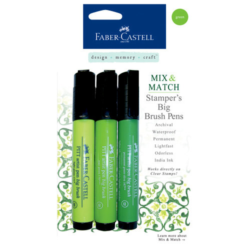 Faber-Castell - Mix and Match Collection - Stampers Big Brush Pens - Green - 3 Piece Set