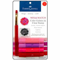 Faber-Castell - Mix and Match Collection - Color Gelatos - Red - 4 Piece Set with Clear Acrylic Stamp