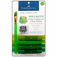 Faber-Castell - Mix and Match Collection - Color Gelatos - Green - 4 Piece Set with Clear Acrylic Stamp