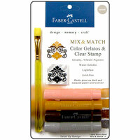 Faber-Castell - Mix and Match Collection - Color Gelatos - Neutrals 2 - 4 Piece Set with Clear Acrylic Stamp