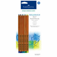 Faber-Castell - Mix and Match Collection - Pitt Pastel Pencils - Blue and Green - 6 Piece Set