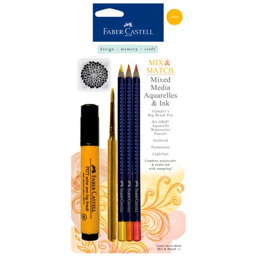 Faber-Castell - Mix and Match Collection - Mixed Media Pencils and Ink - Yellow - 4 Piece Set