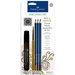 Faber-Castell - Mix and Match Collection - Mixed Media Pencils and Ink - Neutral - 4 Piece Set with Clear Acrylic Stamp