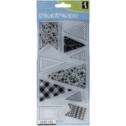 Inkadinkado - Clear Acrylic Stamps - Banners and Flags