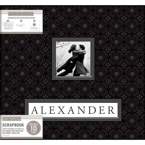 K and Company - Frame a Name - 12 x 12 Scrapbook Album - Black