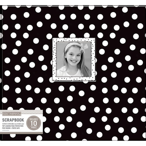 K and Company - 12 x 12 Scrapbook Window Album - Dots - Black and White