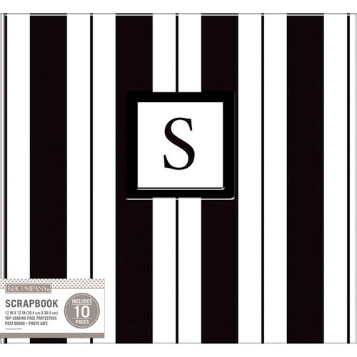 K and Company - 12 x 12 Scrapbook Album - Monogram - Stripe - Black and White