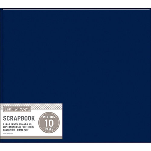 K and Company - 8 x 8 Scrapbook Album - Basic Faux Leather - Navy