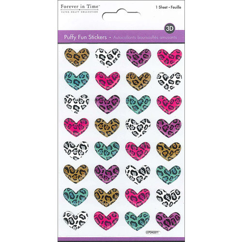 Multi Craft - Puffy Stickers - Safari Hearts