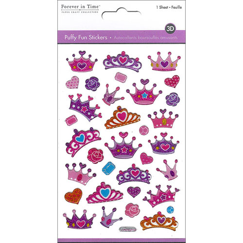 Multi Craft - Puffy Stickers - Glitter Crowns
