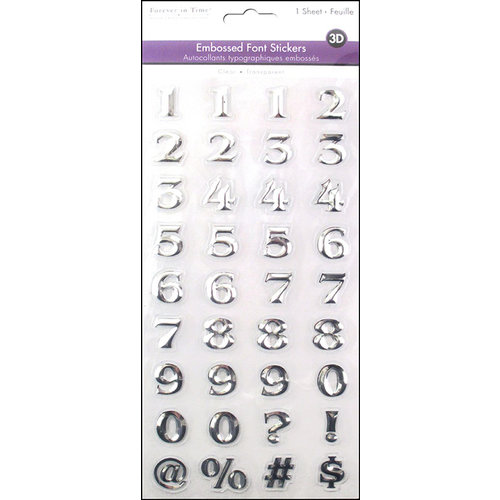 Multi Craft - 3D Embossed Stickers - Font - Numbers - Silver