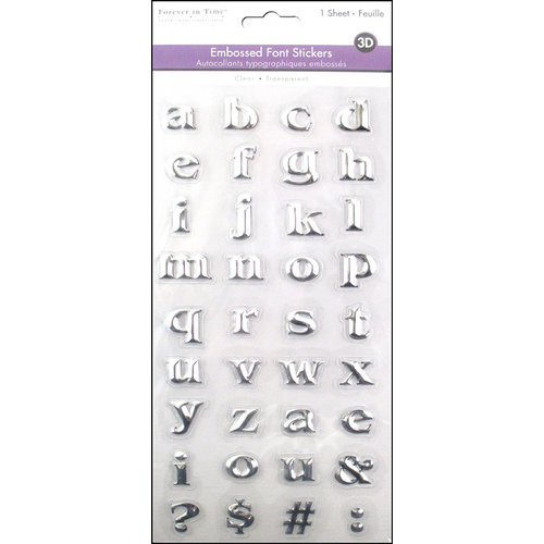 Multi Craft - 3D Embossed Stickers - Font - Small Caps - Silver