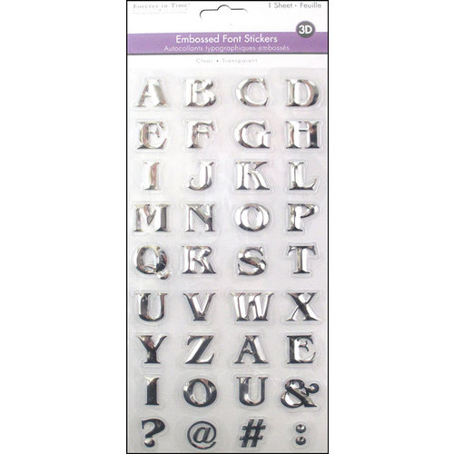 Multi Craft - 3D Embossed Stickers - Font - Large Caps - Silver