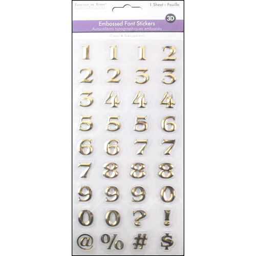 Multi Craft - 3D Embossed Stickers - Font - Numbers - Gold