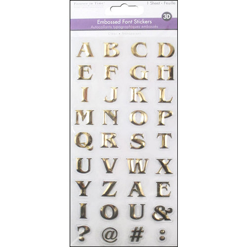 Multi Craft - 3D Embossed Stickers - Font - Large Caps - Gold