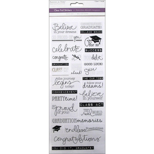 Multi Craft - Clear Stickers - Foil - Graduation Sayings