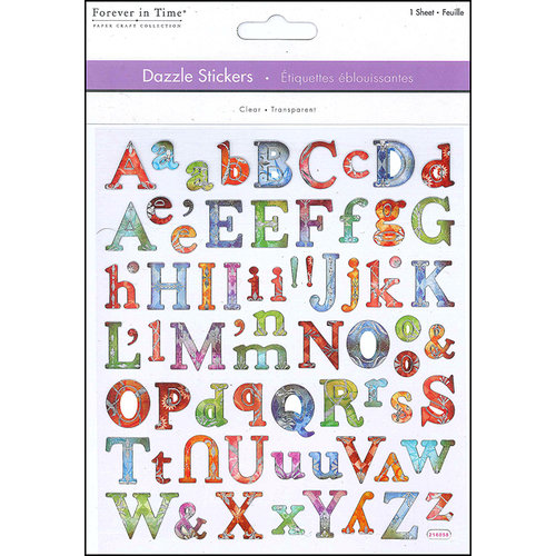 Multi Craft - Cardstock Stickers - Dazzle - Alphabet - Clear Elegant