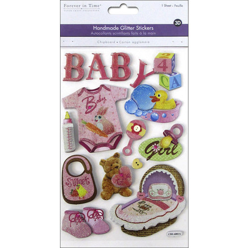Multi Craft - 3D Chipboard Stickers - Baby Girl