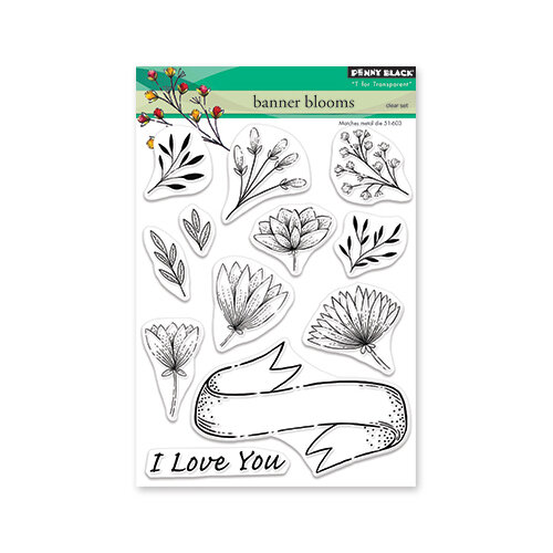 Penny Black - Share The Love Collection - Clear Photopolymer Stamps - Banner Blooms