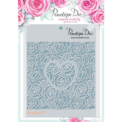 Penelope Dee - Mother of Pearl Collection - Stencil - Roses and Heart Cut Out