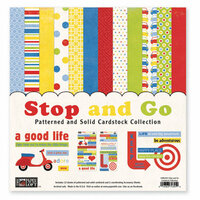 The Paper Loft Collection - Stop and Go Collection - 12 x 12 Patterned and Distressed Cardstock Pack