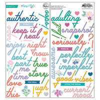 Pinkfresh Studio - Keeping It Real Collection - Puffy Stickers - Phrases