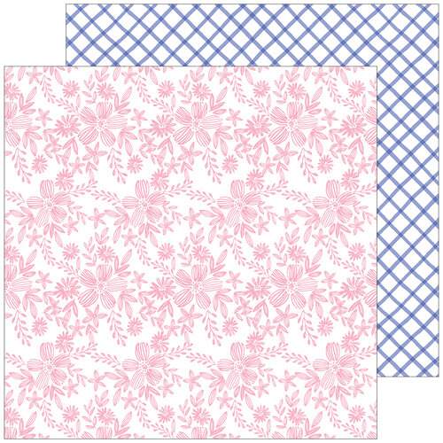 Pinkfresh Studio - Happy Blooms Collection - 12 x 12 Double Sided Paper - Embroidered