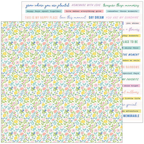 Pinkfresh Studio - Happy Blooms Collection - 12 x 12 Double Sided Paper - Happy Place