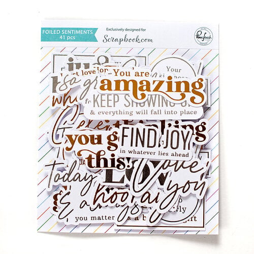 Pinkfresh Studio - Ephemera Pack - Die Cut Cardstock Pieces - Gold and Silver Foiled Sentiments