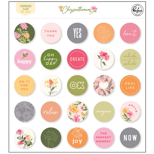 PinkFresh Chipboard Flair - Chrysanthemum Scrapbook Embellishments