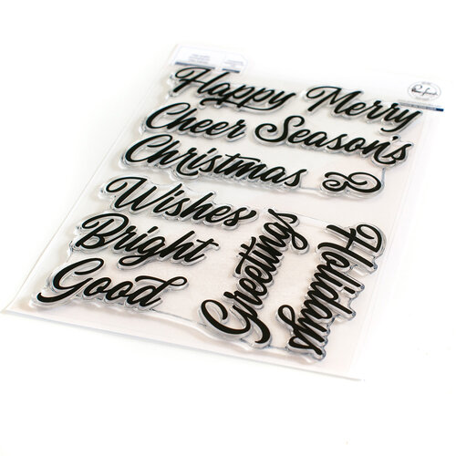 Pinkfresh Studio - Christmas - Clear Photopolymer Stamps - Brushed Sentiments Holiday