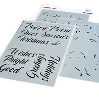 Pinkfresh Studio - Christmas - Layering Stencils - Brushed Sentiments Holiday