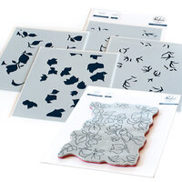 Pinkfresh Studio - Cling Mounted Rubber Stamps and Layering Stencils Set - Bougainvillea Bundle