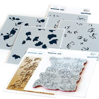 Pinkfresh Studio - Hot Foil Plate, Layering Stencils and Cling Mounted Rubber Stamps Set - Bougainvillea Complete Bundle