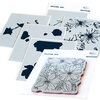 Pinkfresh Studio - Cling Mounted Rubber Stamps and Layering Stencils Set - Floral Focus Bundle