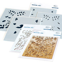 Pinkfresh Studio - Hot Foil Plate, Layering Stencils and Die Set - Folk Art Birds Bundle