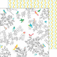Pinkfresh Studio - Felicity Collection - 12 x 12 Double Sided Paper - Florals and Birds