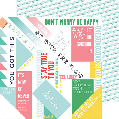 Pinkfresh Studio - Felicity Collection - 12 x 12 Double Sided Paper - Happy Words