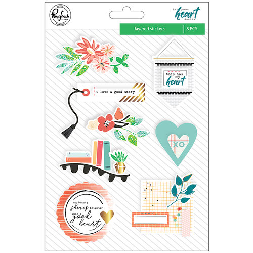 Pinkfresh Studio - Let Your Heart Decide Collection - Layered Stickers with Foil Accents