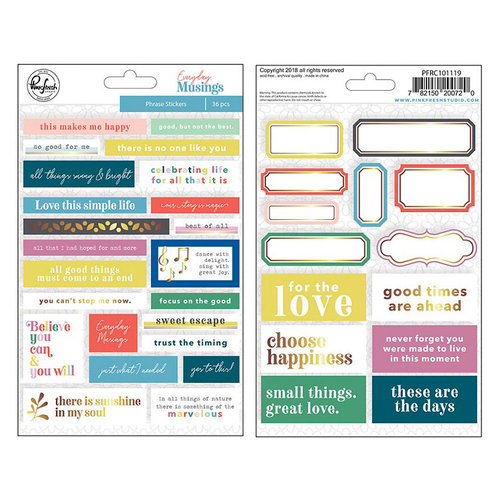 Pinkfresh Studio - Everyday Musings Collection - Cardstock Stickers with Foil Accents - Phrases