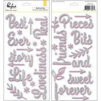 Pinkfresh Studio - Felicity Collection - Glitter Stickers - Words - Silver