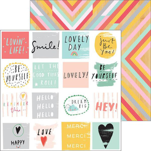 Pinkfresh Studio - Happy Things Collection - 12 x 12 Double Sided Paper - Happy Words