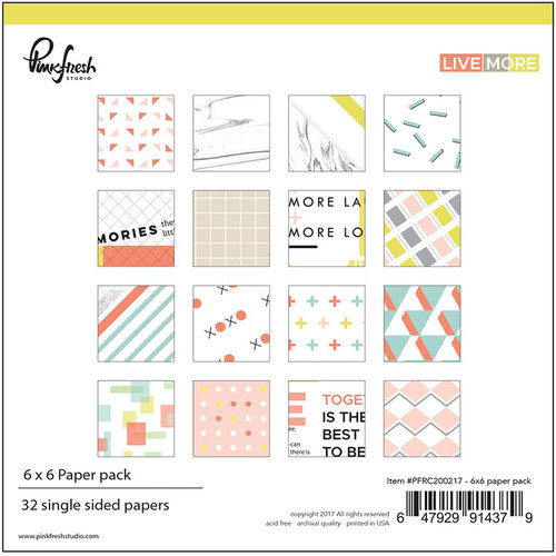 Pinkfresh Studio - Live More Collection - 6 x 6 Paper Pack