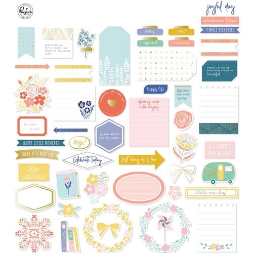 Pinkfresh Studio - Joyful Day Collection - Ephemera Pack with Foil Accents