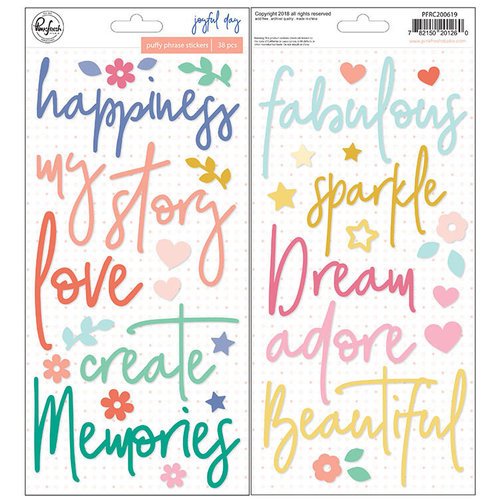 Pinkfresh Studio - Joyful Day Collection - Puffy Stickers - Phrases